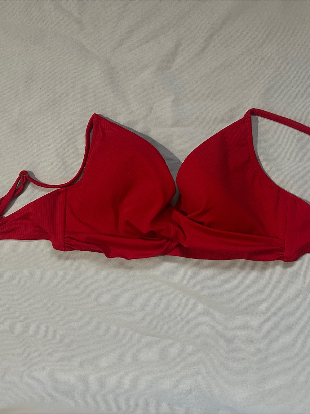 Target Red Ribbed Bikini Top - Molded Cup Swimwear